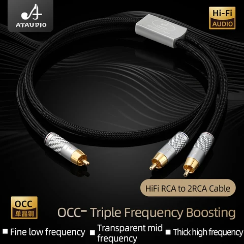 Аудиокабель ATAUDIO 6N OCC HiFi RCA на 2RCA для CD AMP Позолоченный разъем RCA штекер на 2RCA штекер Кабель-адаптер