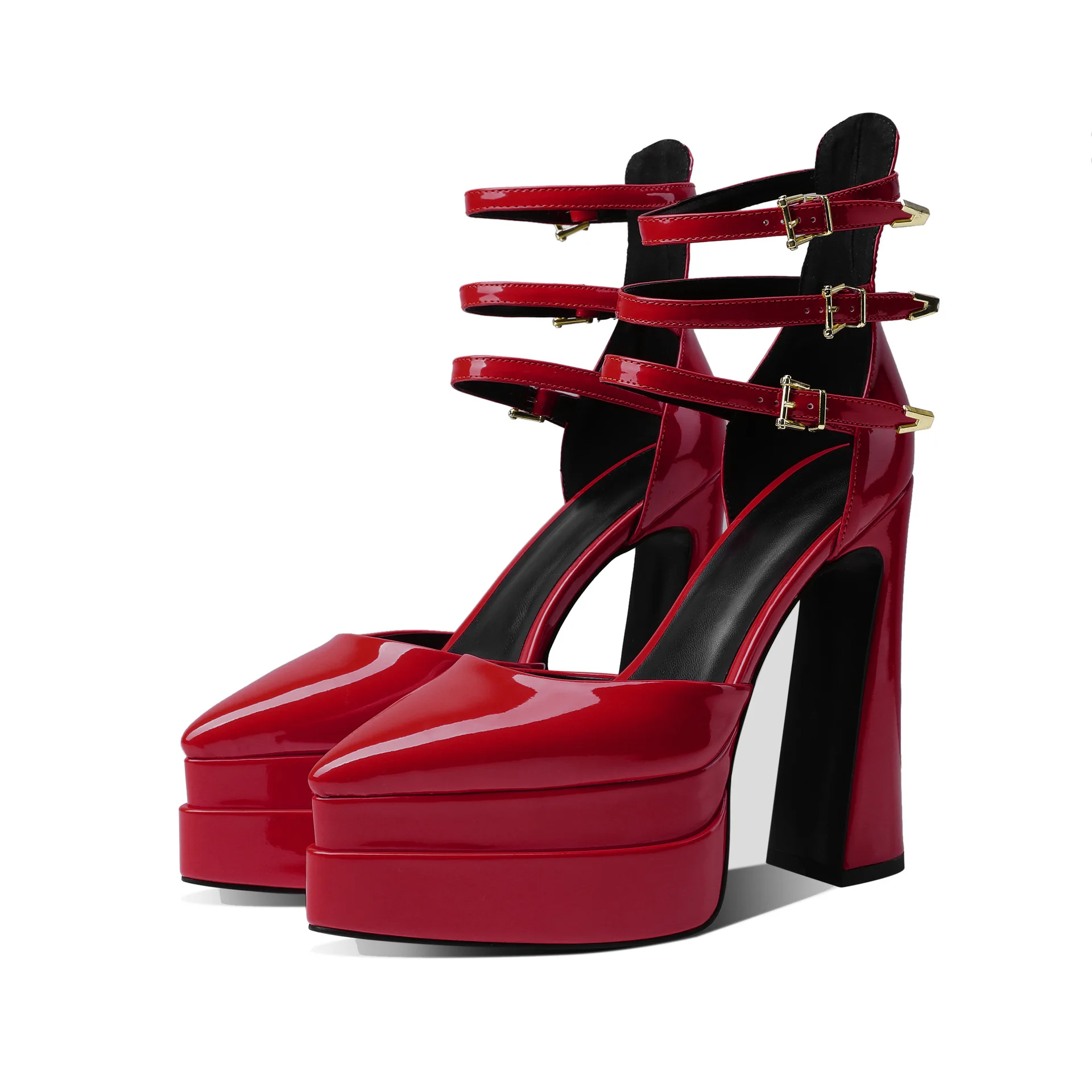 

Босоножки женские на платформе, очаровательные туфли-лодочки с тремя ремешками и заостренным носком, сандалии на массивном каблуке, большие размеры, лето