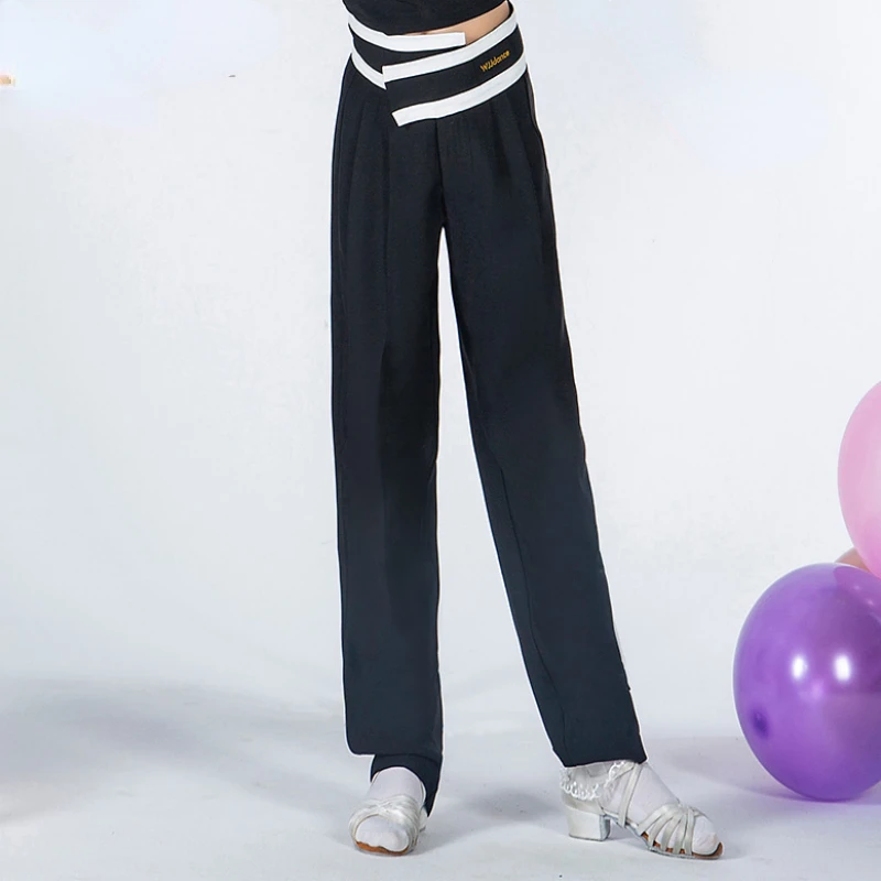 Новинка 2022 брюки для латиноамериканских танцев девочек черные длинные прямые