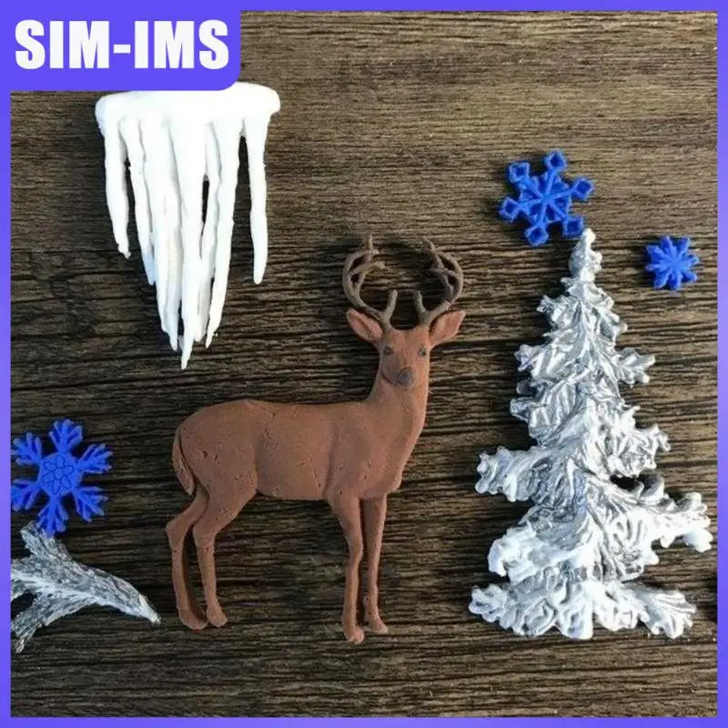 

3D Christmas decorations deer snowflake Lace chocolate Party DIY fondant baking cooking cake decorating tools silicone molds New