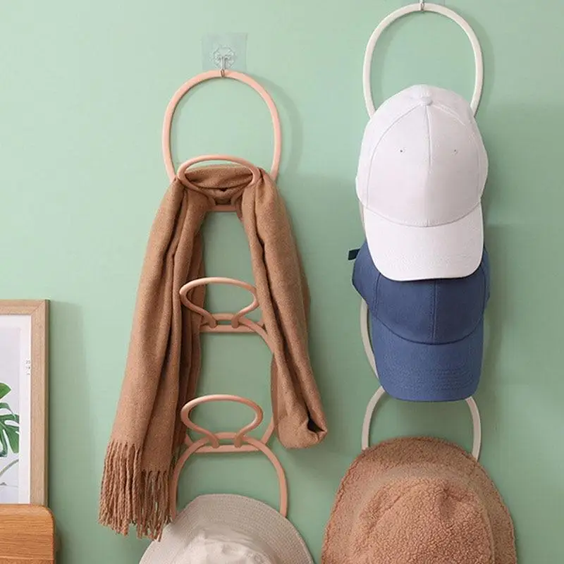 

4/6pcs Baseball Cap Door Hanging Rack Hat Display Holder Door Closet Clothes Scarf Towel Round Storage Shelf Home Organizers