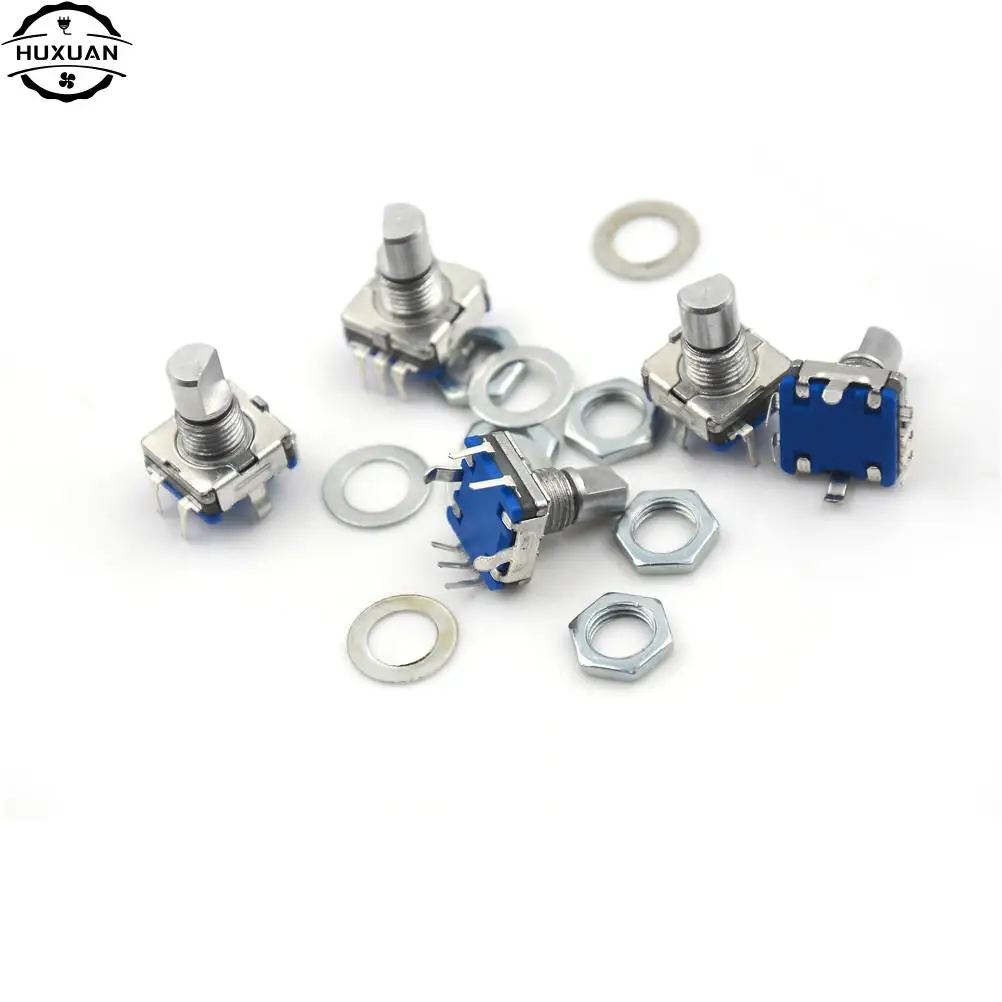 

5 шт. EC11 кодировщик с кнопочный переключатель 30 позиции энкодер код переключатель 5pin подключаемого модуля Тип 12 мм, плоский Вал