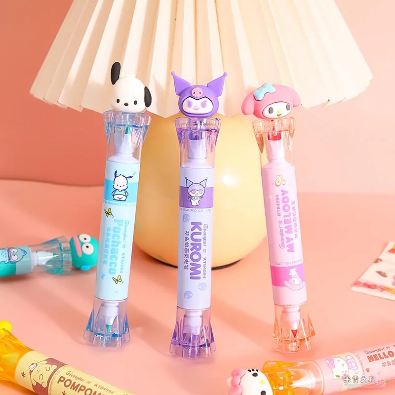 12pcs/ лот Sanrio мелодия Kuromi 6 цветов маркера двойной головы Kitty рисования