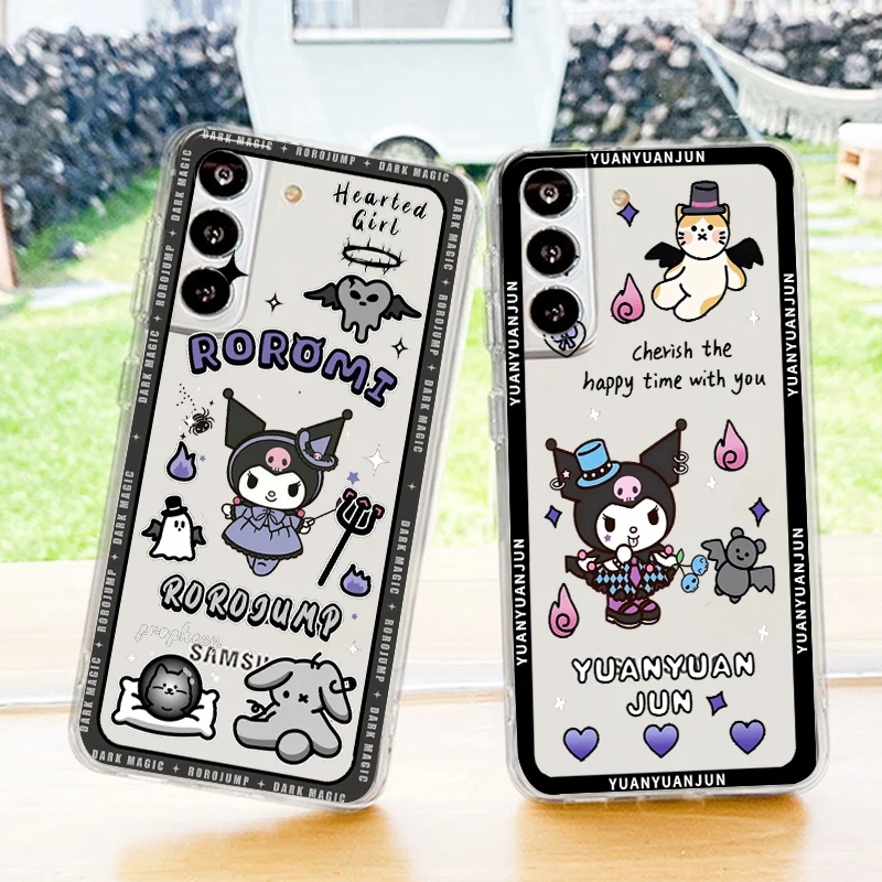 

Kulomi Sanrio Melody Luxury Phone Case For Samsung S23 S22 S21 S20 FE Ultra Pro Lite S10 S9 S8 Plus S7 5G Transparent Cover