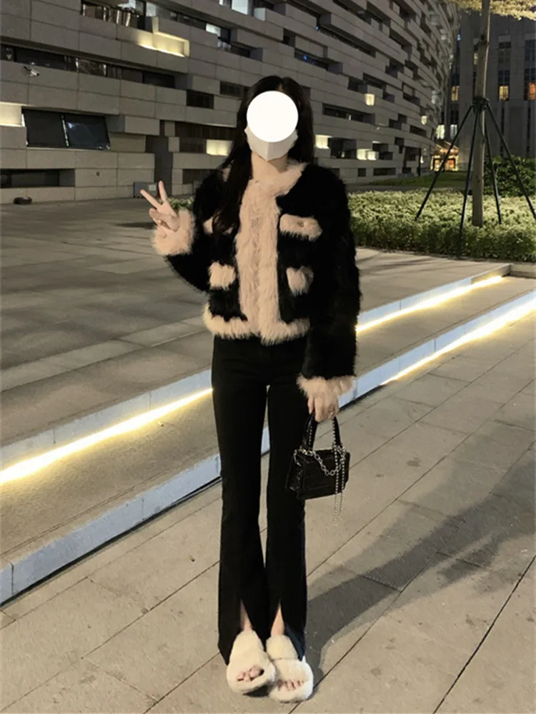 Faux Fur Winter Coat Women Turn Down Collar Long Jacket Oversized 2021 Korean Fashion Thick Warm Outwear Ladies Parkas