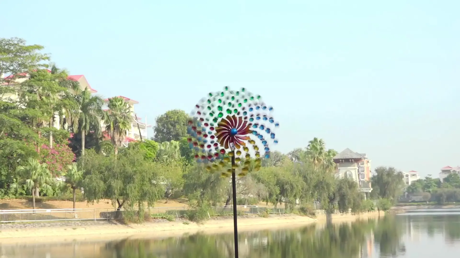 

Plow Hearth Colorful Cups Metal Kinetic Wind Spinner Multicolored Metal Garden Art Color Kinetics
