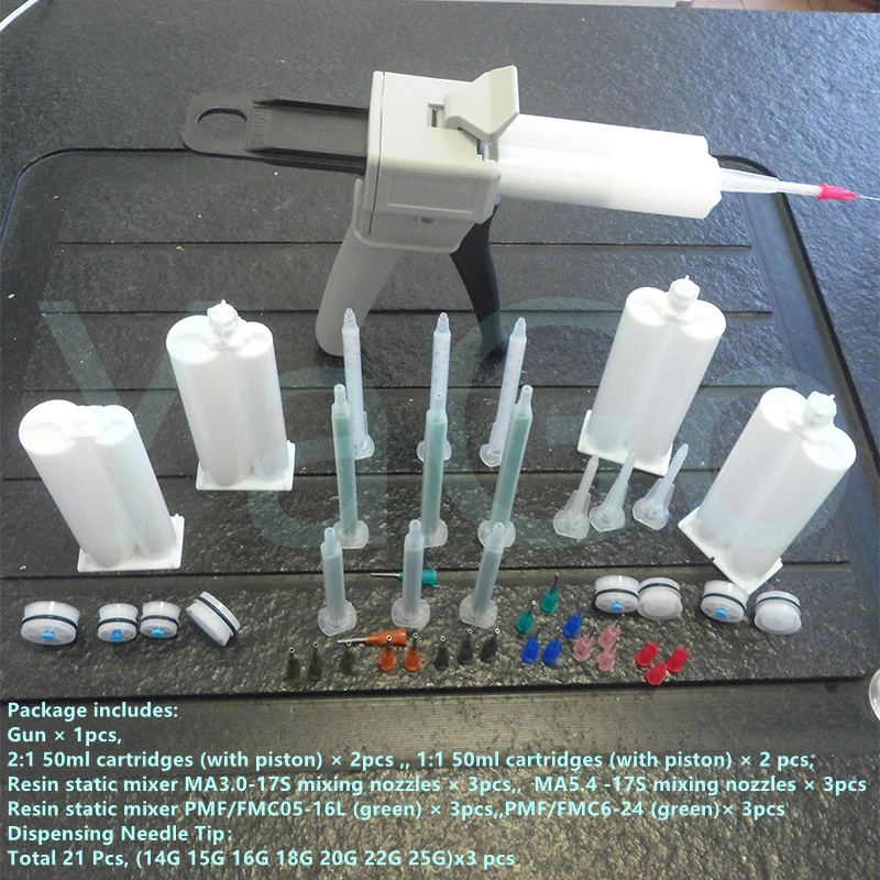 

Epoxy resin 50ml AB Glue Cartridge 2:1 & 1:1 Universal Manual Dispense Gun with Mixing Nozzle and Dispensing Needles