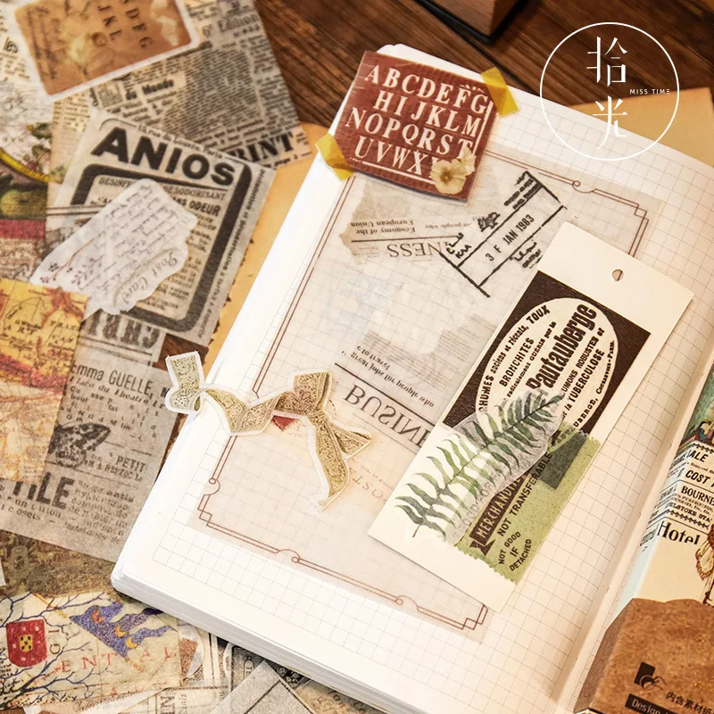 Винтажные стикеры в виде цветов и газет 55 шт./лот декоративные наклейки для