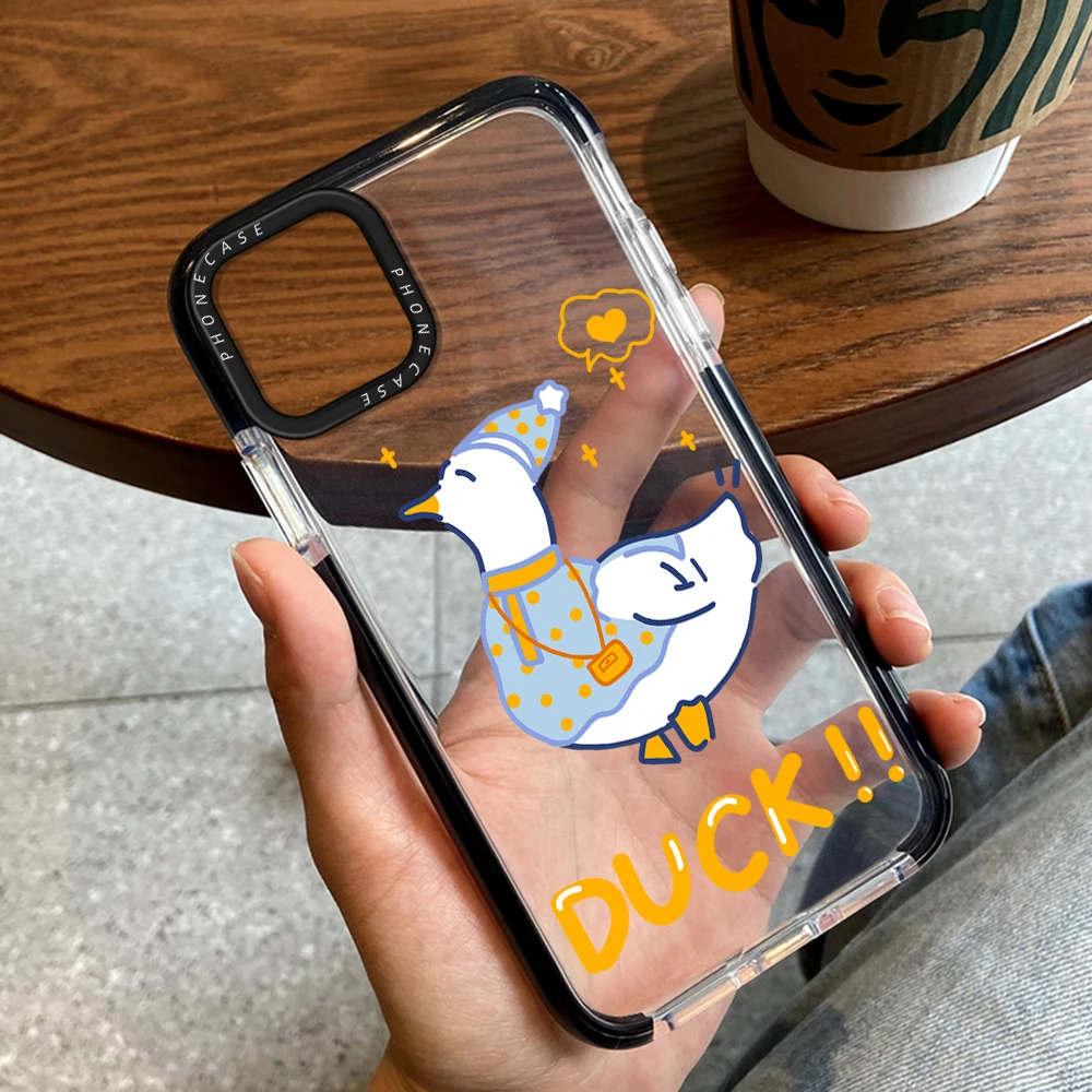 

Cartoon Cute Duck Phone Case for iPhone 14ProMax 14Plus 13 12 11 Pro Max Soft Transparent Silicone Protection Shell Fundas