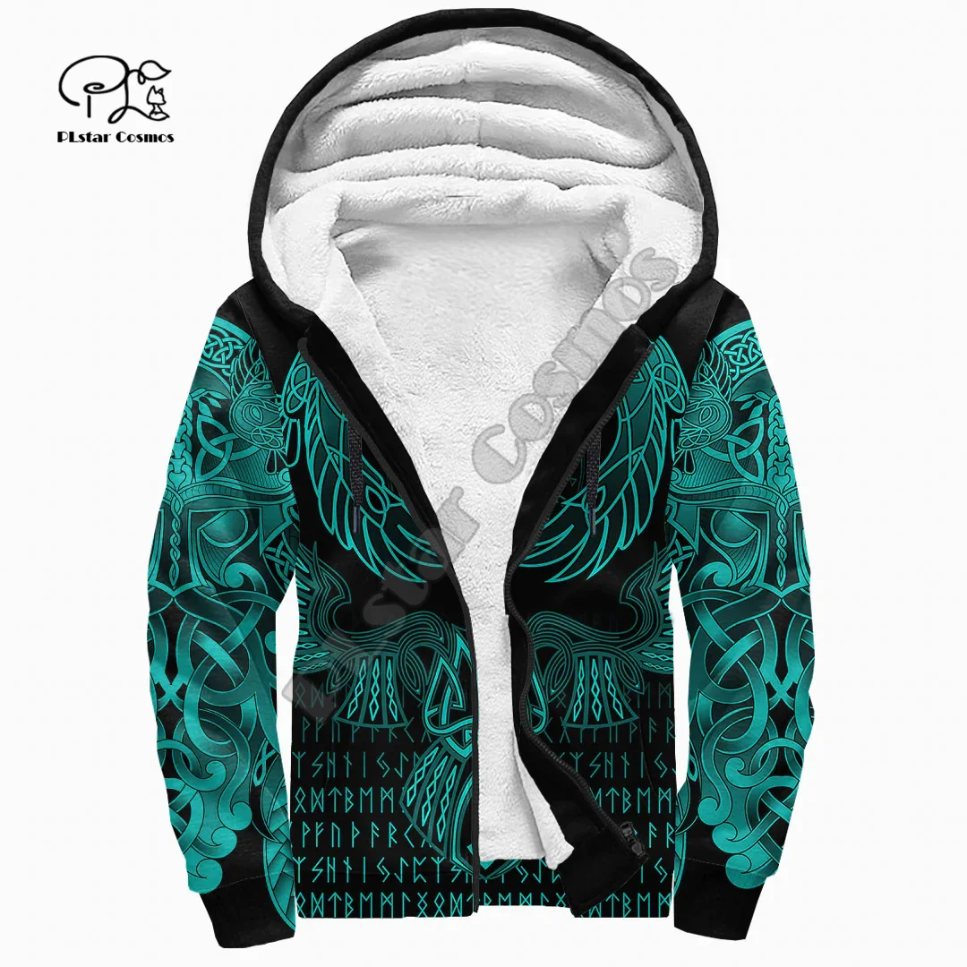 Newest Viking Warriors Norse God Odin Retro Fenrir Tattoo 3DPrint Unisex Autumn Winter Warm Coat Fleece Jacket Funny Hoodies X2