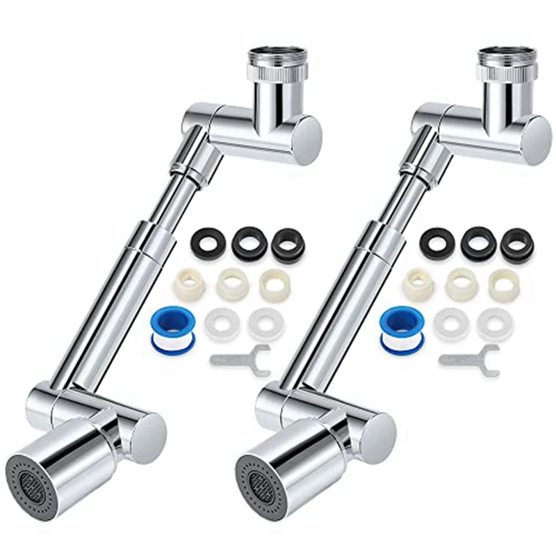 

2 Pieces Faucet Extender Universal 360°+1080° Rotating Faucet Extender 2 Spray Patterns 1080 Degree Rotating Robot Arm
