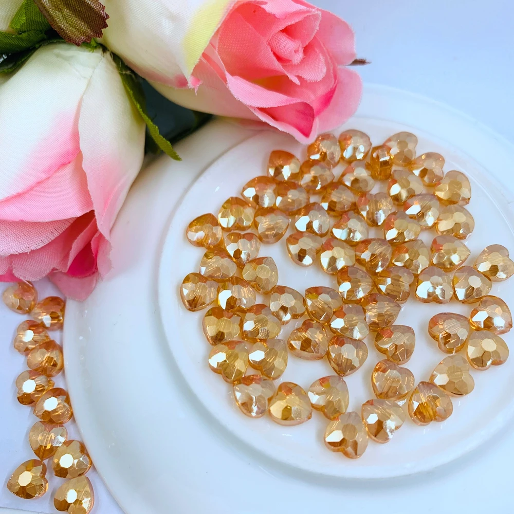 Стеклянные хрустальные бусины в форме сердца 8 мм 20 шт. упаковке много цветов для