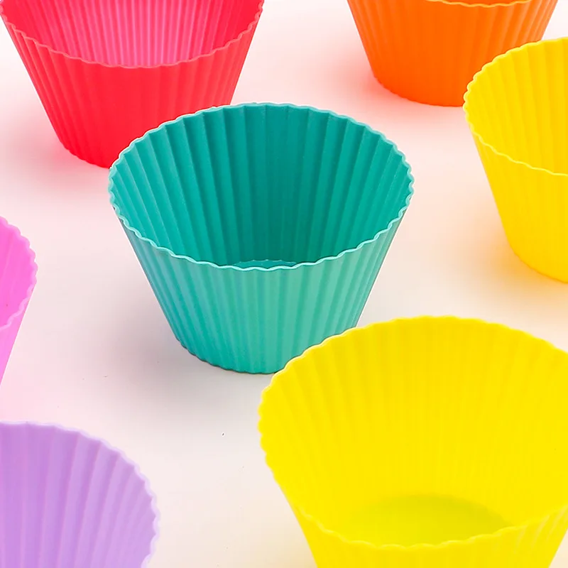 4Pcs/Set 9cm Silicone Muffin Cup Cake Mold Colorful Caliber Steamed Rice Round DIY Baking Kitchen Accessories Tool | Дом и сад