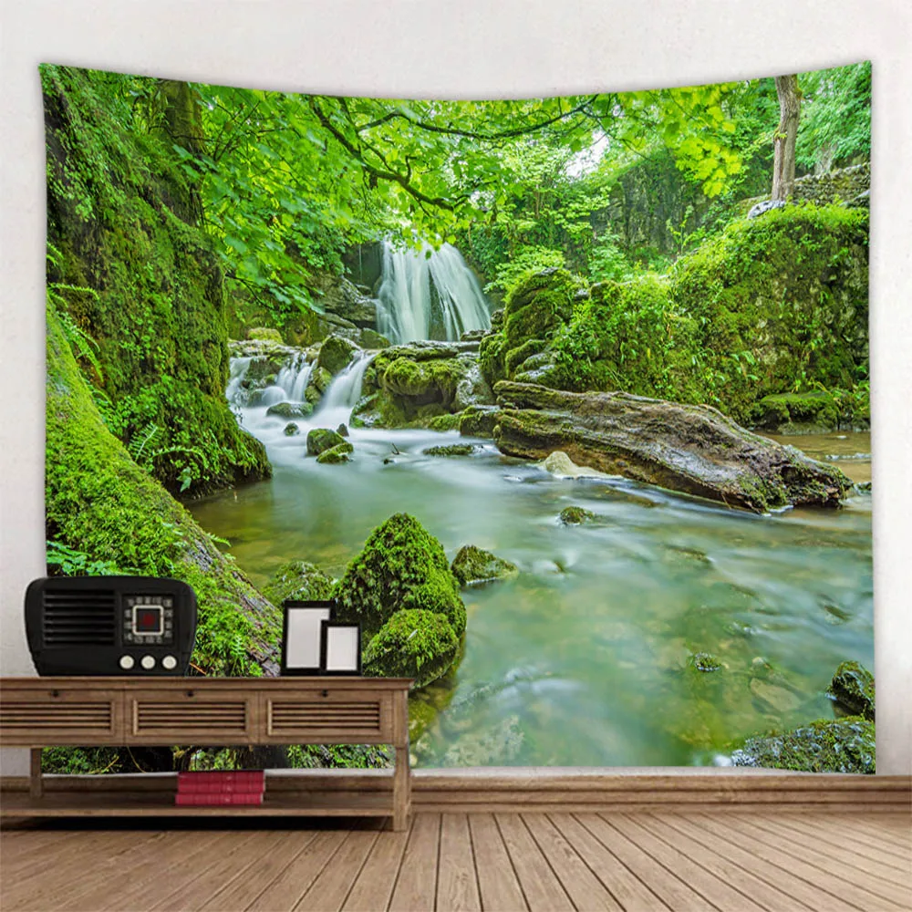 Гобелен с водопадом в джунглях, полиэстер вениамин маевич мёдов развивающие раскраски 5 котёнок в джунглях