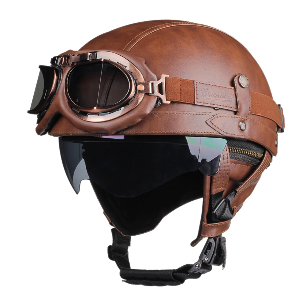 

Motorcycle Helmet Japanese-style Capacete De Moto Men And Women Cascos Para Moto Vintage Helmet Motorcycle Spring Summer Brown