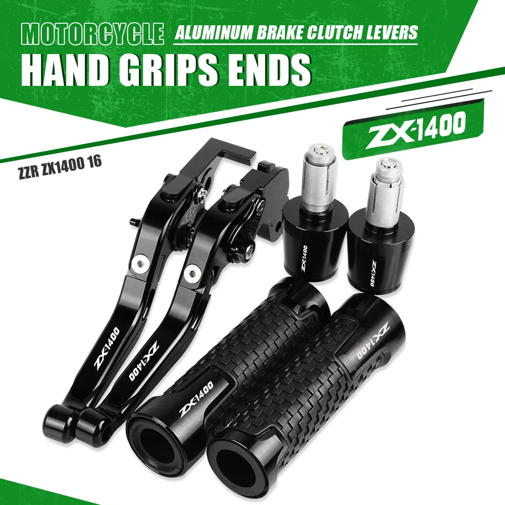 

ZX 1400 Motorcycle Aluminum Adjustable Brake Clutch Levers Handlebar Hand Grips ends For KAWASAKI ZX1400S VeRsion 2016