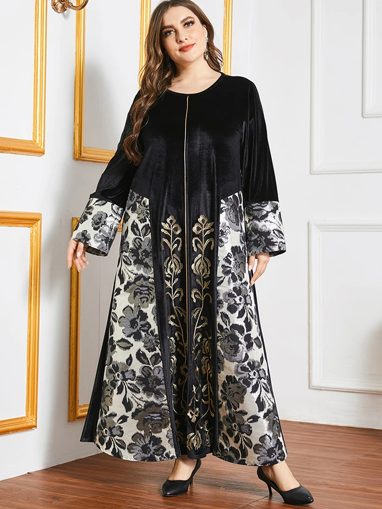 

Eid Velvet Black Abaya Dubai Kaftan Turkey Islam Arabic Muslim Long Dress For Women Robe Longue Femme Musulman Caftan Marocain