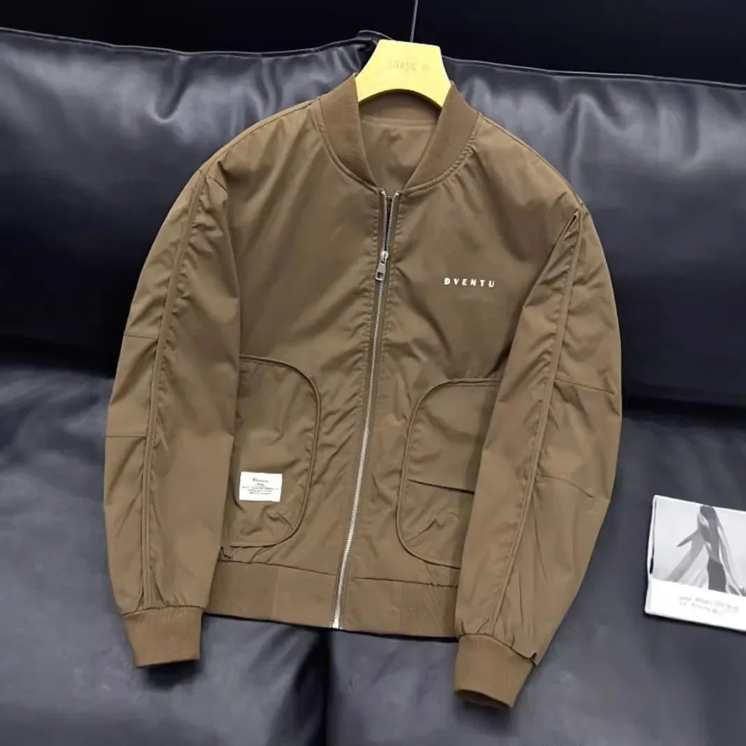 Мужская куртка-бомбер свободного кроя весна-осень повседневная винтажная