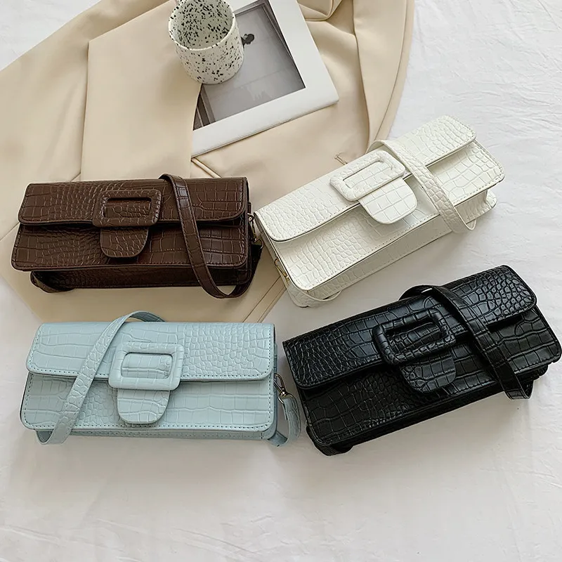 Ladies New Designer Fashion Casual Flip Shoulder Underarm Bags for Women Small Square Bag Vintage PU Leather Texture Handbags