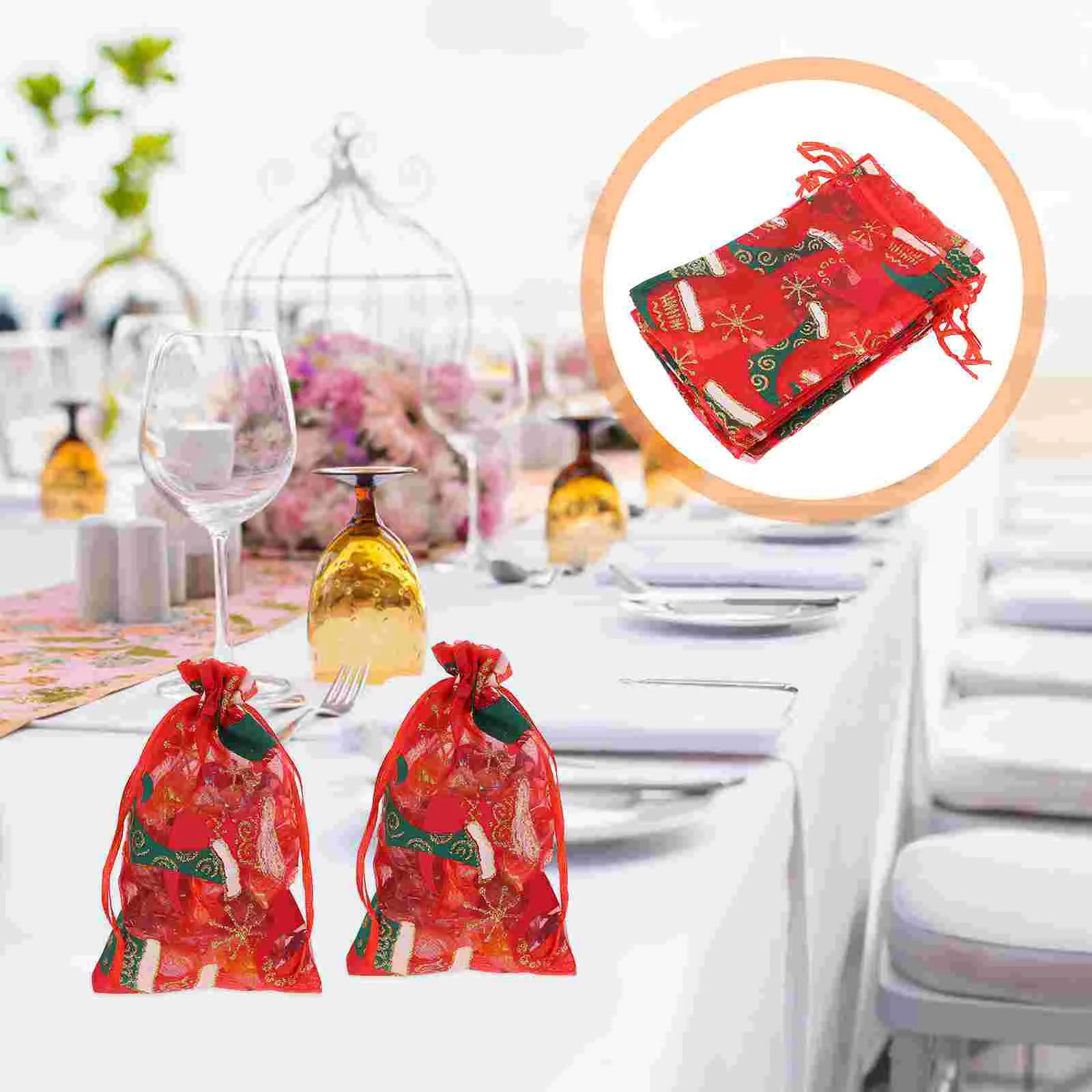 

Candy Drawstring Gift Christmas Holiday Ornament Tree Treats Sackburlapwrapping Festive Snack Pouches