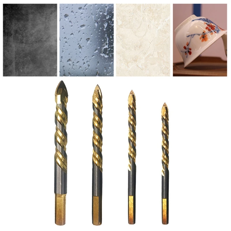 

Titanium-plated Lengthened Alloy Triangle Drill Glass Ceramic Brick Wall Concrete Plank Iron Sheet Hole Opener Triangle M4YD