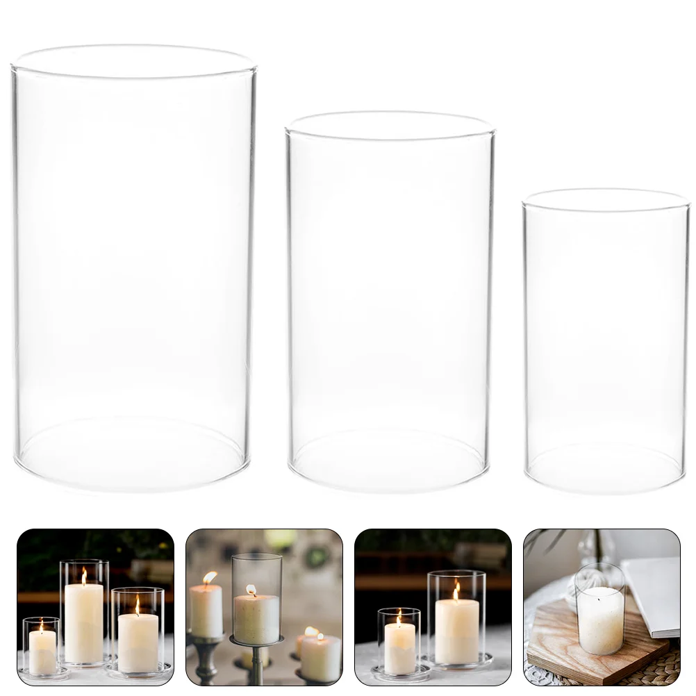 

3 Pcs Desktop Holder Clear Cylinder Vases Tall Cylinder Chimney Tubes Clear Glass Vases Shade Straight Hair Lamp