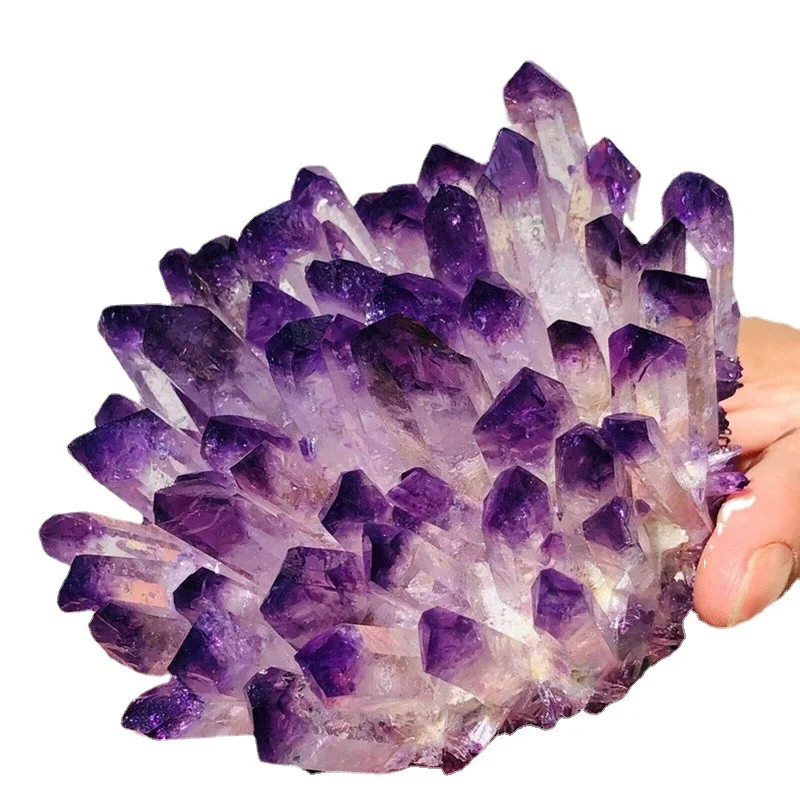 Healing Reiki Natural Purple Crystal Cluster Amethyst Flower Home Office Crystal Crafts Decoration Mineral Specimen Wholesale