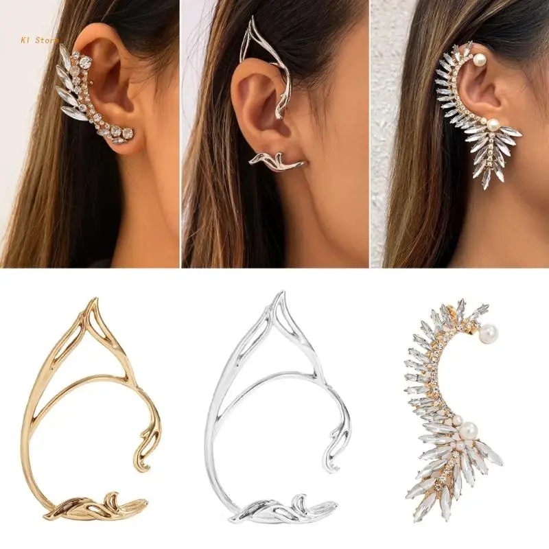 

Vintage Hollow Metal Leaf No Piercing Hangings Clip On Earrings For Women