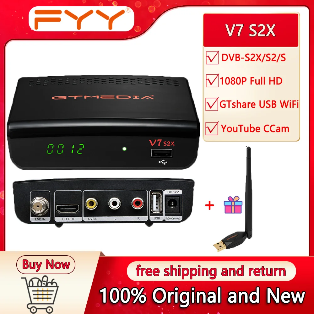 

Новый цифровой спутниковый ТВ-приемник Gtmedia V7S2X 1080P FHD DVB-S2 S2X тюнер USB WIFI Youtube ACM CCAM PK V7S HD декодер Espana