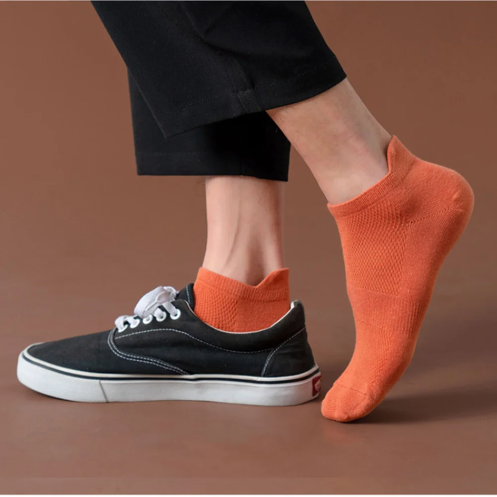 10 Pairs New Summer Men Cotton Socks Pure Color Funny Male High Quality Ankle Socks Thin Mesh Short Casual Socks
