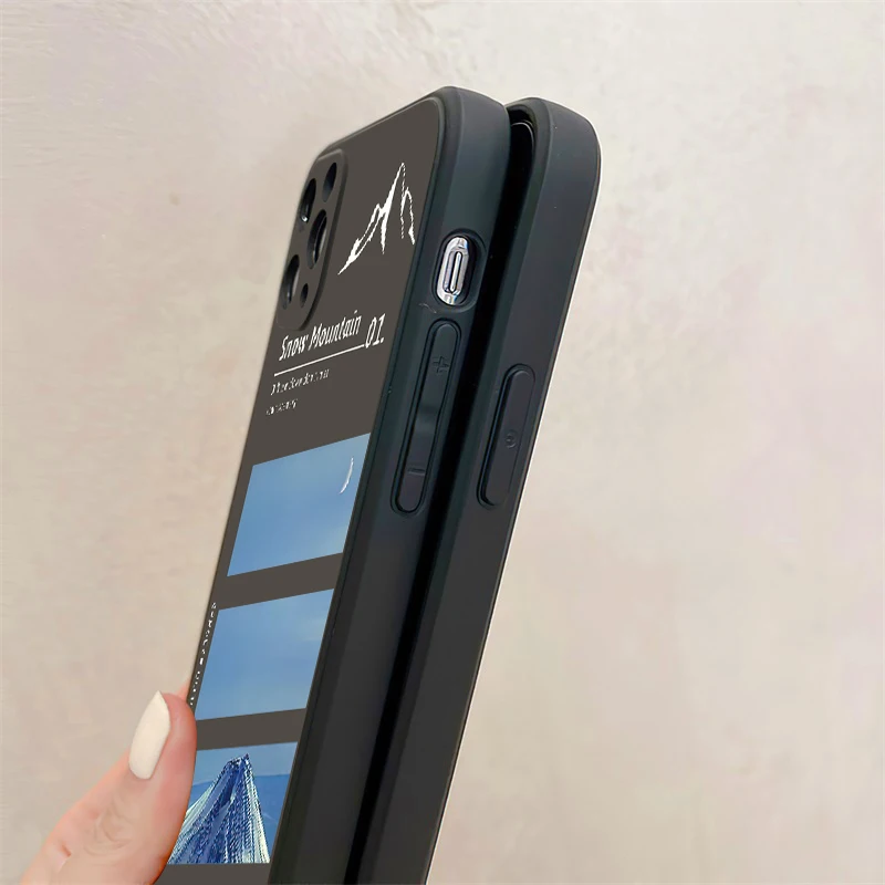 ink painting mountains and rivers phone case for funda iphone 11 13 pro max 12 mini x xr xs 6 6s 7 8 plus black celular free global shipping