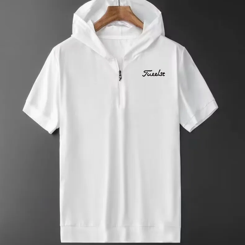 2023 New Summer Golf Embroidery Short-sleeved Casual Sports T-shirt Men's Hoodie Thin Section Hoodie Fat Loose Hoodie