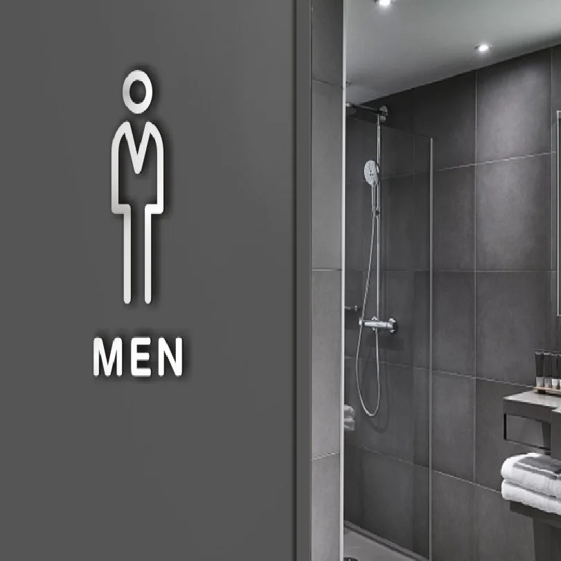 

WC SCHOOL HOTEL Public Places Toilet Sign Door Toilet Door Sign SILVER BLACK GOLDEN H 20CM