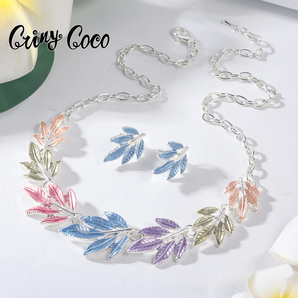 

Cring Coco Wedding Party Neck Choker Female Leaf Necklaces Fashion Enamel Chains Necklace Accessories for Women Mother's Day