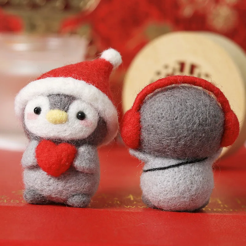 

Рождественский пингвин тыкать забавное Diy шерсть фетровые подвесные украшения материал для вышивки крестиком набор для рукоделия аксессуа...