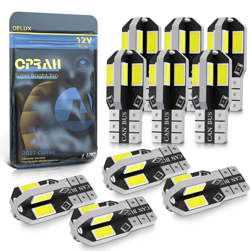 

Oprah 10pcs W5W T10 LED Bulbs Canbus 5730 8 SMD No Error LED Car Interior Map Dome Reading Lights Parking Light Auto Signal Lamp