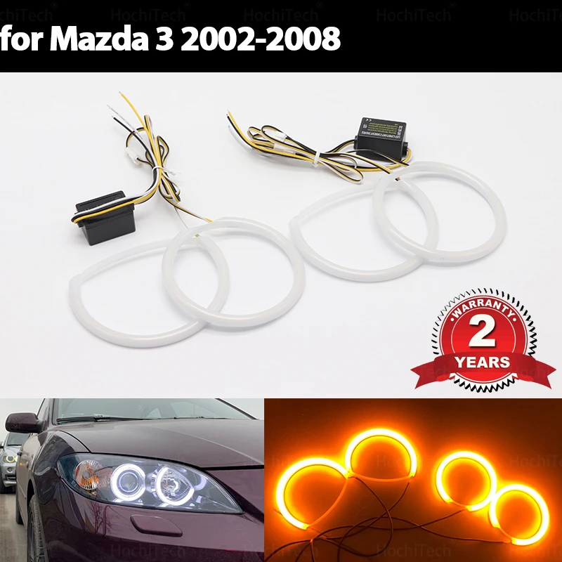 

Для Mazda 3 mazda3 BK 2003-2008 годов хлопок переключатель светодиодный двухцветный ангельский глаз белый янтарный указатель поворота