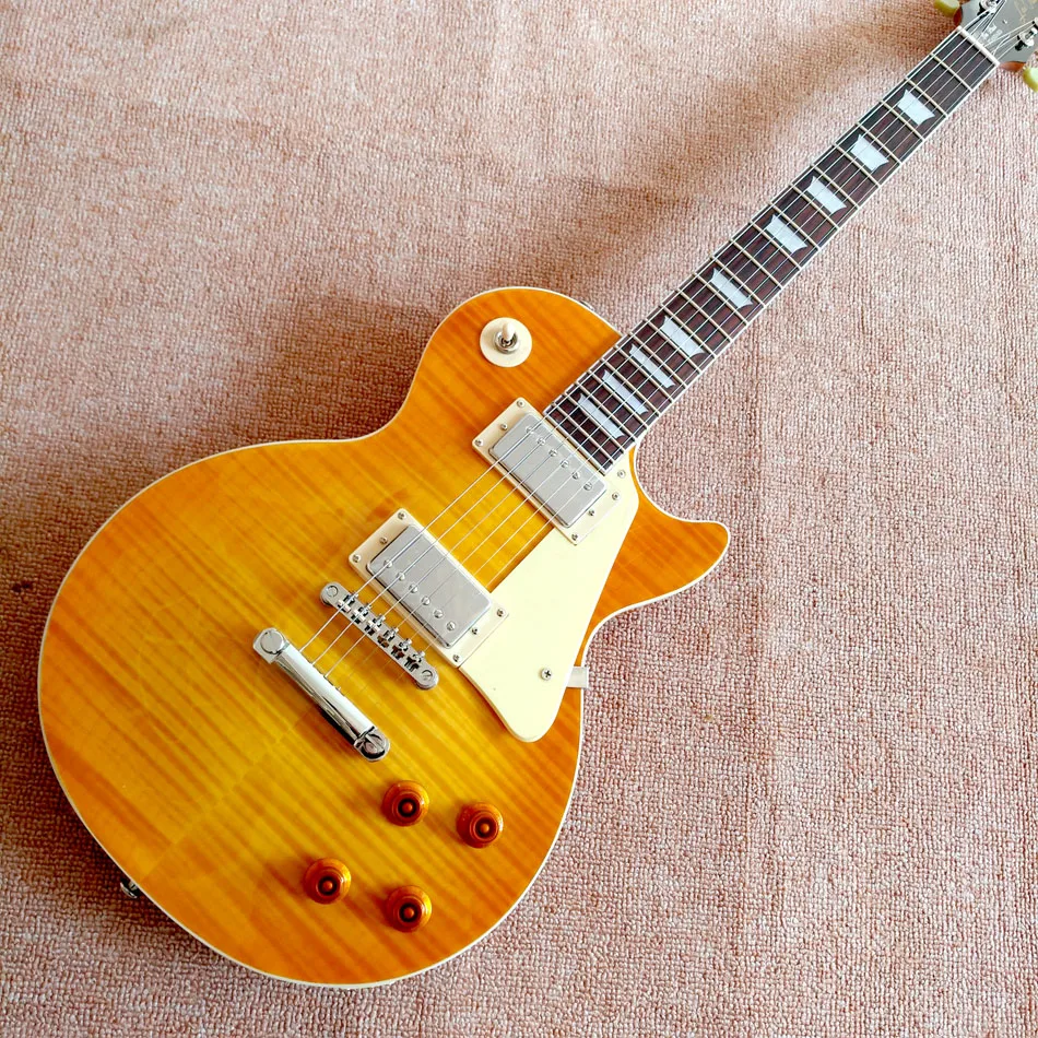 

Rosewood fingerboard LP electric guitar, chrome hardware, Honey burst maple top guitar, free shipping