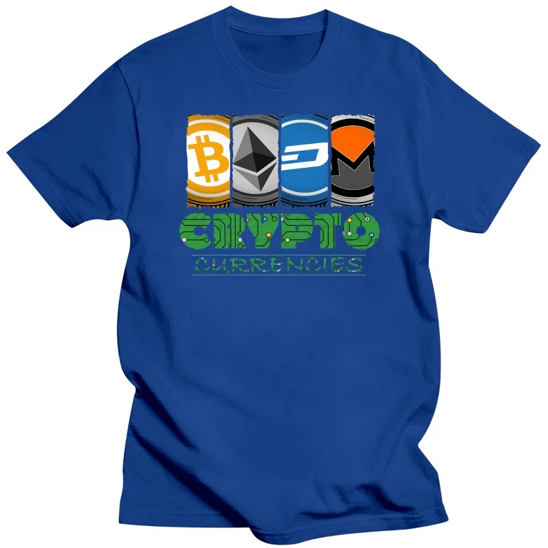 Модная уличная мужская футболка Crypto Market из 100% хлопка Ethereum Bitcoin Litecoin