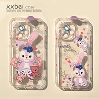 bandai stellalou cute rabbit transparent phone case for iphone 13 12 mini 11 pro max xs x xr 8 7 6 6s plus clear cover for girls