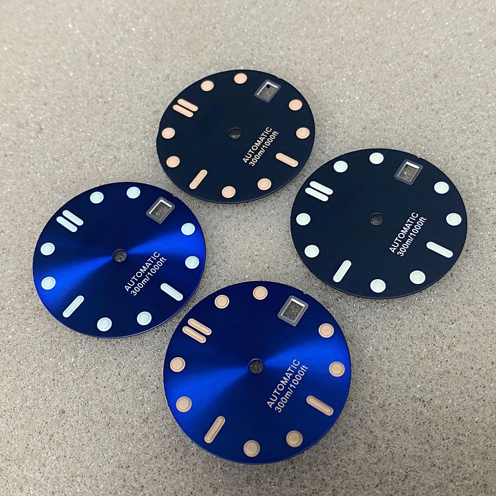 S Modified Dial 28.5mm Watch Dial Coated with Sun Grain/matte Lettering Green Glow Fit NH35/364R Movement