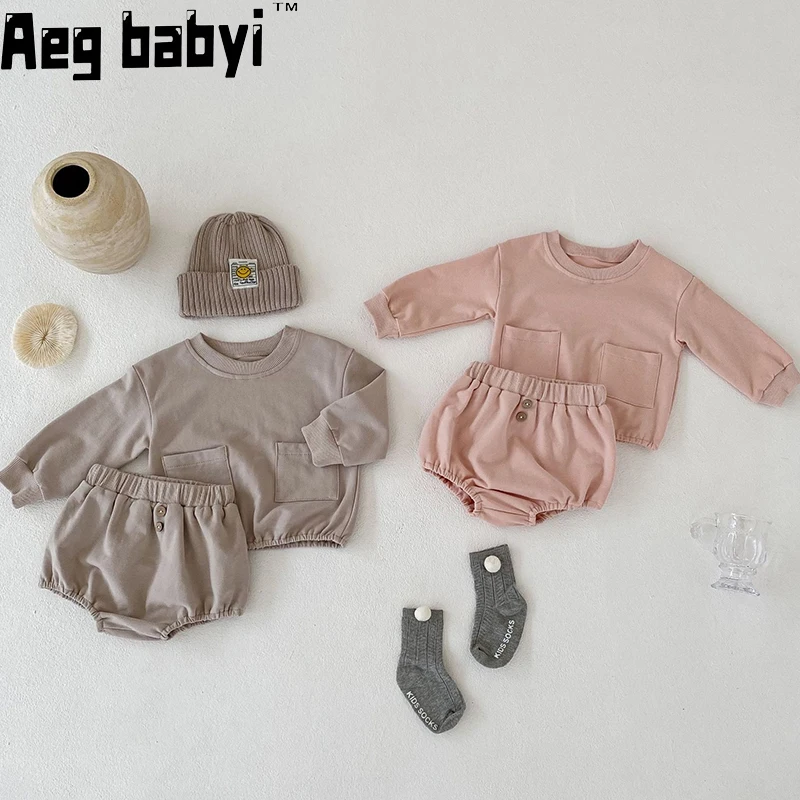 

Осенний комплект детской одежды, свитшот с длинным рукавом и штаны из ПП, костюм из 2 предметов, Хлопковая весенняя одежда для маленьких девочек и мальчиков