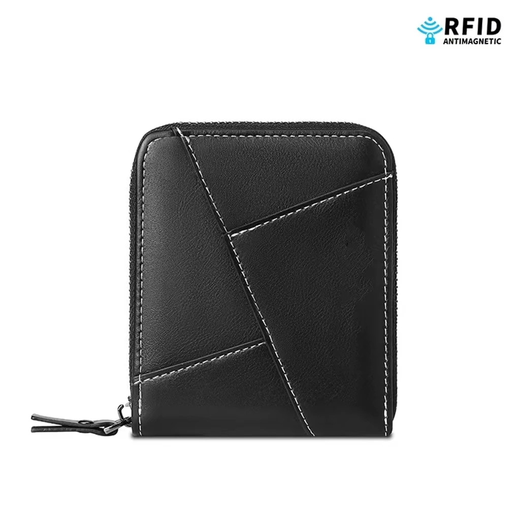 Popular Short Cash Anti-Theft Brush RFID Retro Multi Card High-Capacity Men's Fashionable Leather Wallet