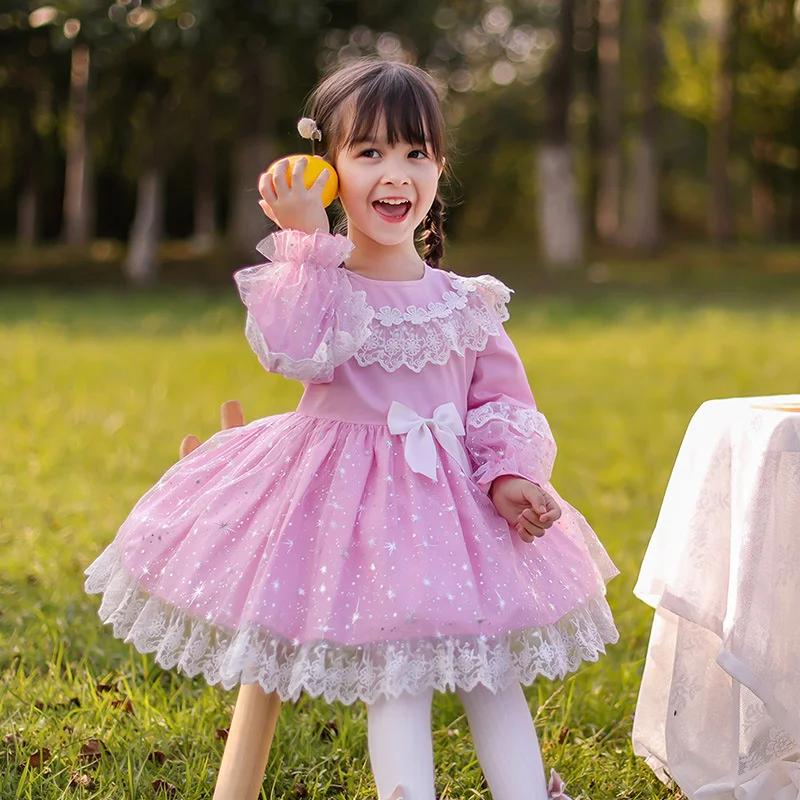 

2022 Spring New Children's Wear Girls' Mesh Lace Dress Small and Medium-sized Children's Lolita Princess Skirt