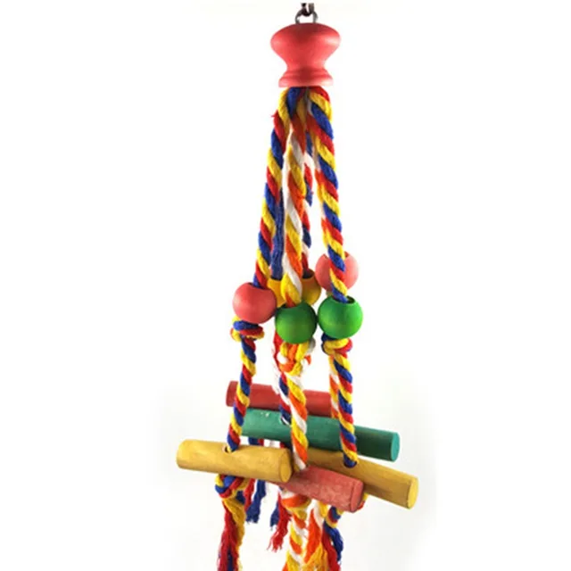 Pet Bird Chewing Toy Cotton Rope Parrot Toy Bite Bridge Bird Tearing Toys Cockatiels Training Hang Swings Birds Cage Supplies 3