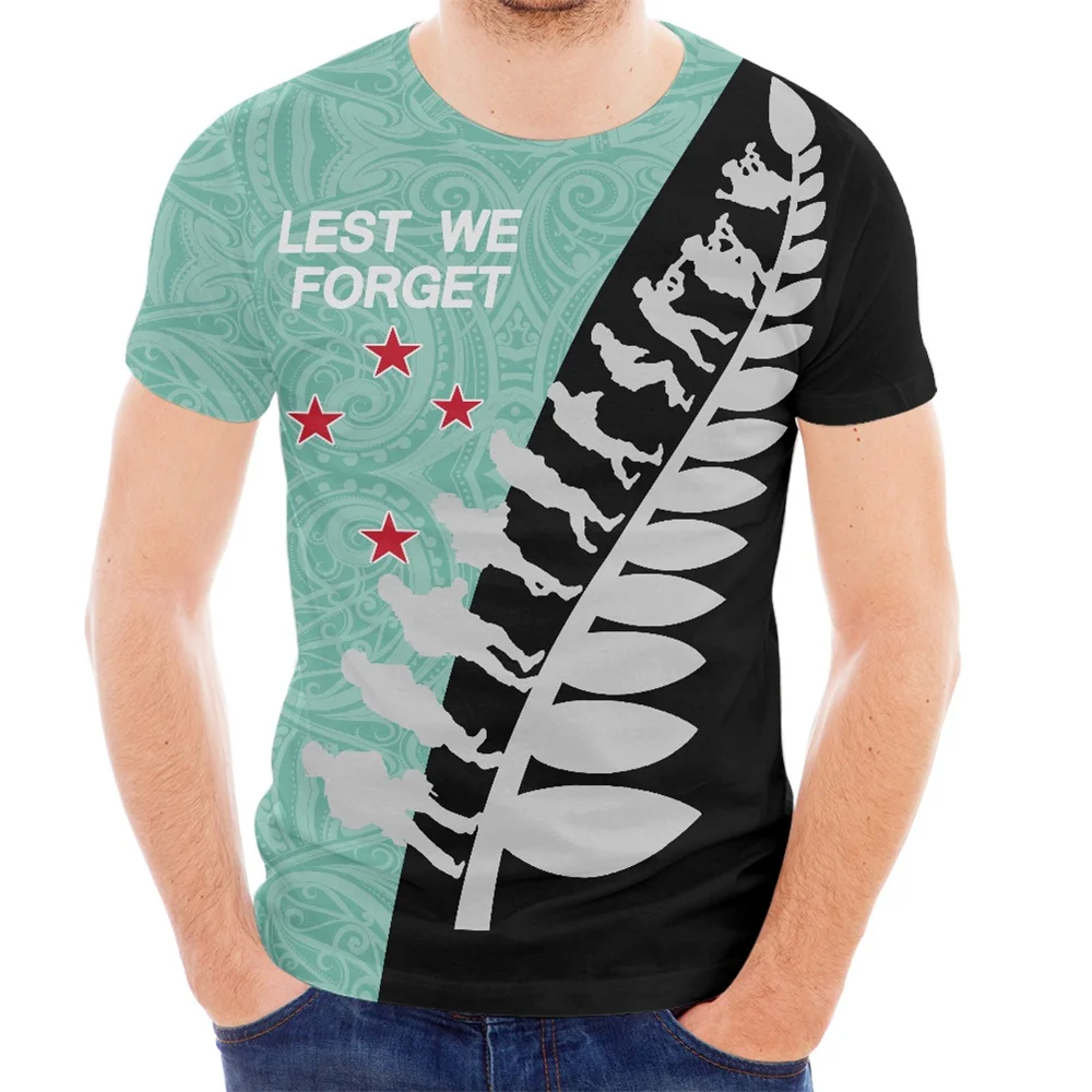 

Summer New Mens T Shirts Polynesian Tribal Remembrance Day Poppy LEST WE FORGET Anzac Day Print CUSTOM Training Exercise Clothes