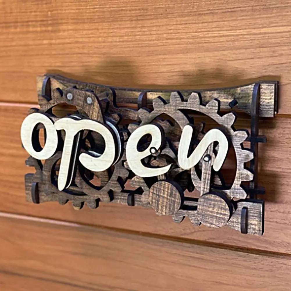

Sign Board Unique Wood Burr Free Mechanical Hanging Decorative Open-Closed Sign Home Supplies Wooden Sign Front Door Sign