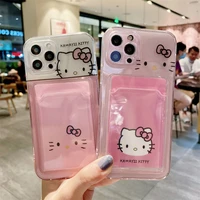 hello kitty with card holder phone cases for iphone 13 12 11 pro max xr xs max x back cover