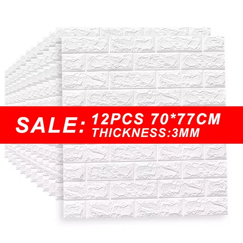 

12PCS 3D Brick Wall Sticker Self Adhesive Foam Wallpaper DIY Living Room Brick Stickers Bedroom Kid Room Brick Papers Home Decor