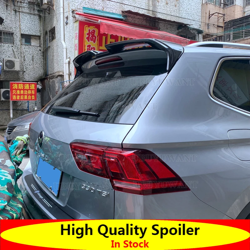 

Rear Roof Trunk Lid Car Tuning Spoiler Wings For Volkswagen VW Tiguan L 2017 2018 2019 2020 2021 ABS Plastic Carbon Fiber Look